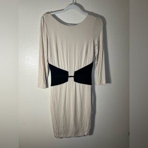 Bebe boatneck corset midi dress in cream size S